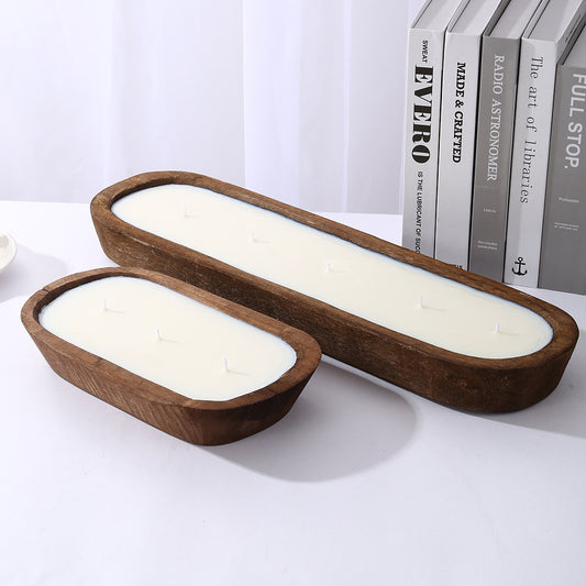 Wood Basin Candles Wood Scented Candles Soy Wax Multi-Wick Candles